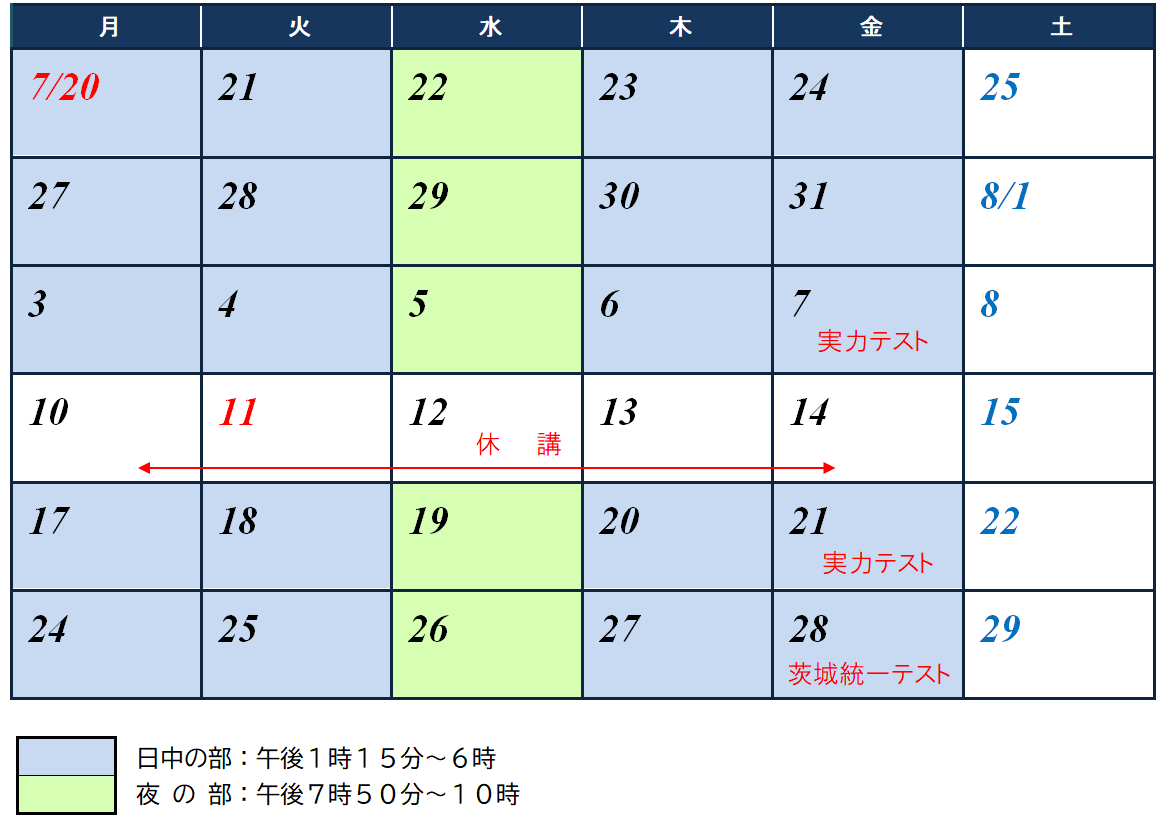 中学３年生の計画表
